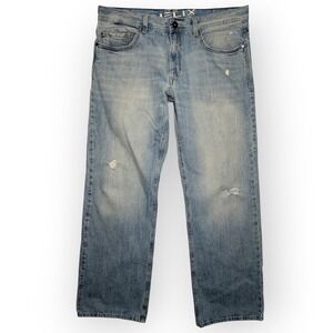 Helix Loose Straight Distressed Jeans Blue Denim Y2K Skate 37x32.5